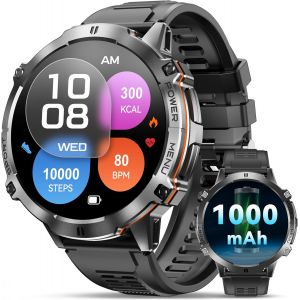 Montre Connect&eacute;e Homme BT13 Batterie 1000mAh &Eacute;cran AMOLED 1,73 Pouces Chat GPT Smartwatch IP68 &Eacute;tanche 100 Modes Sportifs Montre Fr&eacute;quence Cardiaque SpO2 Sommeil Moniteur pour Android/iOS - Neuf