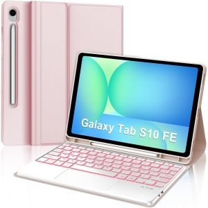Clavier avec Touchpad pour Samsung Tab S10 FE 10.9"" 2025/S9 FE 10.9"" 2023, AZERTY Français Clavier Rétroéclairé Bluetooth avec Trackpad pour Galaxy Tab S10 FE 10.9""/S9 FE 10.9"", Rose - Neuf