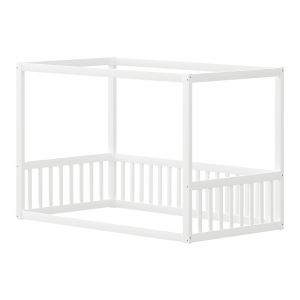 Lit simple enfant 90x200 cm lit &agrave; baldaquin en bois massif blanc - Neuf