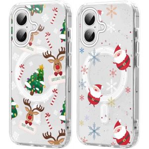 SJZG-2 Pi&egrave;ces No&euml;l Coque Magn&eacute;tique Pour Iphone 16 Plus 6,7'', Etui En Motif Dessin Cadeau De No&euml;l Compatible Avec Magsafe, Housse Christmas Silicone Tpu Bumper Cover Pour Iphone 16 Plus, No&euml;l 05 - Neuf
