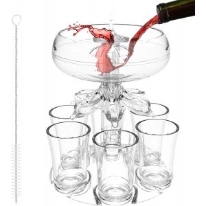 Mevronisshop-Distributeur Boisson Et 6 Verres &Agrave; Shot, Distributeur De Vin, Distributeur De 6 Verres &Agrave; Liqueur Et Support, S&eacute;parateur De Liquide Pour Boissons, Cocktail, Bi&egrave;re, Vodka - Neuf