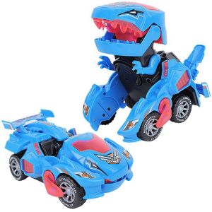 Voitures Jouets 2 Pi&egrave;ces Transformant La Voiture De Dinosaure Avec De La Musique L&eacute;g&egrave;re Pour Les Enfants Bleu - Neuf