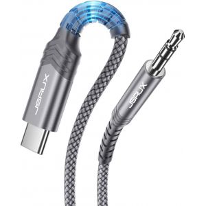 Thef-Câble Usb C Vers Jack Aux 1 M, 3,5 Mm Adaptateur Pour Casque De Voiture Auxiliaire En Nylon Tressé Pour Huawei P40/P30/P20/Mate 20/30, Samsung Galaxy S22/S21/S20+/Note20/10/A8, Oneplus 7-Gris - Neuf