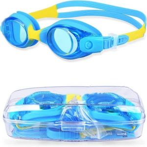 Lunettes De Natation Pour Enfants Avec Verres Antibuée Et Protection Uv - Ajustement Confortable, Double Bandeau Sécurisé, Réglage Facile, Étui De Transport Inclus - Neuf