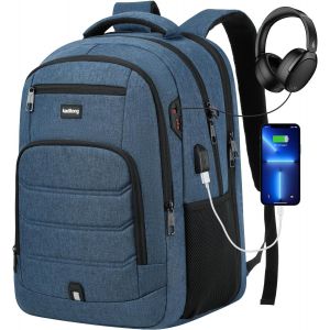 LETNERNY-Sac À Dos D'Écolier Pour Garçon Et Adolescent Avec Compartiment Pour Ordinateur Portable 17,3"" Et Usb Pour Le Travail, L'École, Les Affaires Et Les Voyages - Neuf