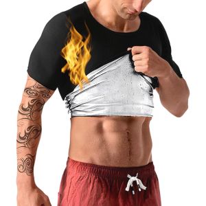 Sudation T-Shirt Top Manche Courte Amincissante Ventre Plat Maigrir Sauna Suit Shapewear Costume D'entraînement Formateur Shaper Exercice Fitness Gym Yoga Sport Vetement Débardeur Gilet Hommes.[K164] - Neuf