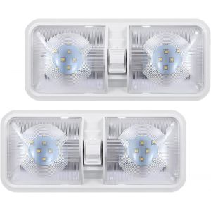 FCHHK-Lumières LED 12 Volts pour Camping-Car avec Interrupteur on/Off - Lumière du Jour 6500K 7W 800LM, Eclairage Plafonnier LED 12V intérieur pour Camping-Car, Fourgon, remorque, Bateau - Lot de 2 - Neuf