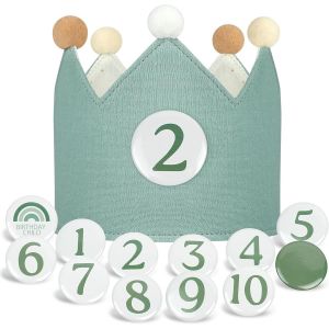 Sept-Bébé Anniversaire Couronne, Recto Verso Bicolore Anniversaire Chapeau Enfant,Garçons Filles Couronne, Décorations De Fête D'anniversaire, Couronne De Costume Pour Baby Shower De 1 A 10 Ans - Neuf