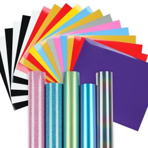 Teppd-Feuilles De Vinyle Thermocollant - 24 Feuilles 30,5 X 25,4 Cm (2 Caméléon & 2 Paillettes) Flex Thermocollant Pour Vêtements, Bonnets, Autres Tissus - Neuf