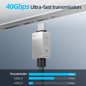 C&acirc;ble 240 W Usb-C Vers Usb-C Pour Thunderbolt 4 (0,5 M) Transfer De Donn&eacute;es 40Gpbs,&Eacute;cran 8K/Dual 4K Type-C C&acirc;ble Compatible Avec Thunderbolt 4/3 Usb 4 Pour Macbook Type-C,Station D' Accueil,Vert - Neuf