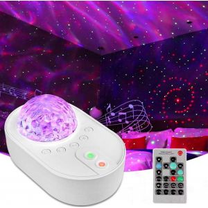 Veilleuse Projecteur De Ciel &Eacute;toil&eacute; &Agrave; Led, Lampe Projection Des Ondes Oc&eacute;aniques Et Galaxie Avec Lumi&egrave;res En Couleurs, Musique En Bluetooth Et T&eacute;l&eacute;command&eacute;e - Neuf