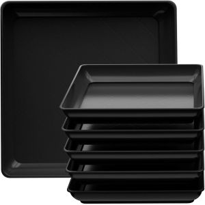Lot De 5 Soucoupes Carr&eacute;es De 30,5 Cm Pour Pots De Fleurs,R&eacute;cup&eacute;rateur D'eau Pour Plantes,Plaques D'arrosage Avec Fond En Plastique Pour Int&eacute;rieur Et Ext&eacute;rieur,Noir - Neuf