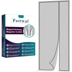 Wag-Moustiquaire Porte Magnétique, 75x215cm Ouverture Latérale Moustiquaire Fenêtre Fermeture Automatique, Gris Moustiquaire Sans Percage Pour Balcons, Installation Facile - Neuf