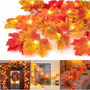 TRAHOO-Guirlande Lumineuse D'automne, 30 LED Guirlande de Feuilles, Automne Guirlande &agrave; Piles, IP65 &Eacute;tanche Ext&eacute;rieure D&eacute;corations Int&eacute;rieures Lumi&egrave;res pour Halloween Thanksgiving F&ecirc;te De No&euml;l - Neuf
