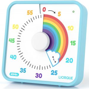 Eryi-19cm Grand Minuteur Visuel Timer Classe Aimanté, Silencieux Sans Tic-Tac, 3 Modes D'alarme: Sonnerie, Lumière Et Vibration, Convient Pour Cuisine, École, Bureau - Piles Incluses (Arc-En-Ciel) - Neuf