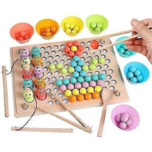 Jouets en bois pour enfants, entra&icirc;nement des mains et du cerveau, perles &agrave; clipser, plateau de puzzle, jeux de math&eacute;matiques, jouets &eacute;ducatifs pr&eacute;coces pour enfants - Neuf