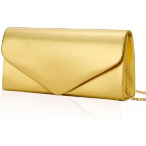 RFCBC-Pochettes et Clutches Femme Cuir, Sac a Main Femme Or avec Chaîne, Sacoche Bandoulière Élégant, Petit Pochette Soiree Classique pour Mariage, Fete, Boule, Cocktail, Cérémonies (22x12x5CM) - Neuf