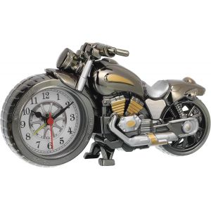 Horloge de table à quartz style vintage : mini horloge de bureau moto de bureau Ornement sans batterie Style C Chambre à coucher Salon Décoration Amoureux de moteur Enfants Idée cadeau - Neuf