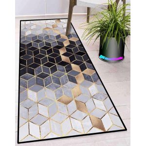 Sjzg-Tapis De Salon Moderne Lavable Antiderapant Long Design Traditionnel Tapis De Couloir Au Mètre Pour Cuisine Couloir Passage Chambre 90x120cm Blanc Noir Beige - Neuf