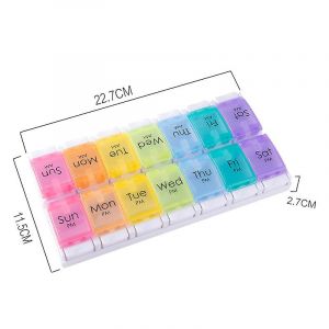 Pilulier &Agrave; Bouton-Poussoir (7 Jours), Pilulier Avec Plateaux Amovibles Et Color&eacute;s - Neuf