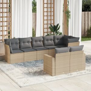 Prolenta Premium - Salon De Jardin Avec Coussins 8 Pcs Beige R&eacute;sine Tress&eacute;e - Neuf