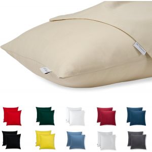 Cauc-Housse Coussin 30x30 Coton Satin Premium Lot De 2 Taie D'oreiller Pour Coussins Canap&eacute;/Lit Tissu Super Doux Resistant Et Lavable Hypoallerg&eacute;nique Anti-Acariens Avec Fermeture &Eacute;clair Invisible - Neuf