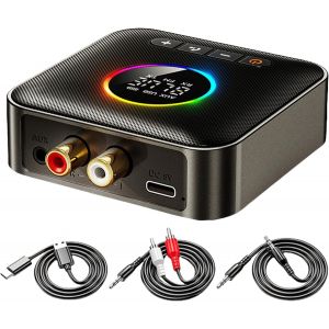 KYAOAYO-Récepteur Hifi Bluetooth 5.4, Émetteur Bluetooth Et Adaptateur Chaîne Stéréo | Récepteur Bluetooth 5.4 2 En 1 Avec Audio Rca Hifi 3,5 Mm Pour Autoradio/Chaîne Stéréo Domestique - Neuf