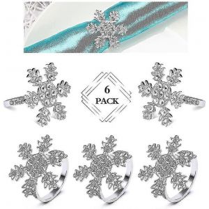 Evago 6 Pc Flocon De Neige Ronds De Serviette De No&euml;l Rond De Serviette De Table Perle Rond De Serviette De Table De No&euml;l Ronds De Serviette De Table Support Boucle Ensemble Alliage De M&eacute;tal Fleur Serviette De Table Boucle Pour - Neuf