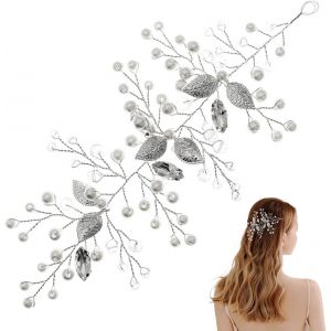 Kal-Serre Tete Mariage Perle Vigne De Cheveux Cristal Headpieces Elégant Coiffure Accessoires De Deco Cheveu Mariée Pour Argent Fête Anniversaire X05008 - Neuf