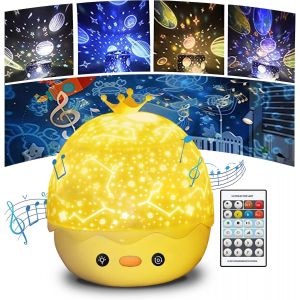 (Crown Duck) Veilleuse De Projecteur Pour Bébé, Rotation À 360 ° Équipée De 6 Lampes De Projecteur, 8 Musiques Relaxantes, Convient Aux Enfants, Anniversaire, Halloween, Festival, Fête - Neuf