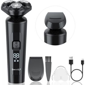 Chenquansarl-Rasoir Electriques Hommes,Lame Rotative 5d, Autonomie De Batterie De 120 Mins, Étanchéité Ipx7, Humide Et Sec,Tondeuse À Barbe Haute Précision Avec Ecran Led,Verrouillage De Voyage - Neuf