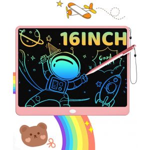 ERYI-Tablette Lcd 16 Pouces, Ardoise Magique Effaçable Pour Enfants, Tableau Créatif Et Jouet Éducatif, Idée Cadeau D'Anniversaire Pour Garçons Et Filles De 3 À 8 Ans (Rose) - Neuf