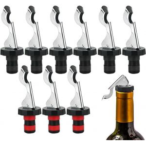 Checarzhn--No1-9 Pièces Bouchons À Champagne/Vin Réutilisables - En Acier Inoxydable & Silicone Expansible, Scellé Sous Vide Pour Conserver Effervescence, Compatible Vin Rouge/Champagne/Bière - Neuf
