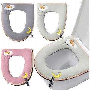 Housse de siège de toilette en peluche, 3 pièces, housse de siège de toilette universelle lavable, coussin de siège de toilette, housse de toilette pour femmes, femmes enceintes, personnes âgées - Neuf