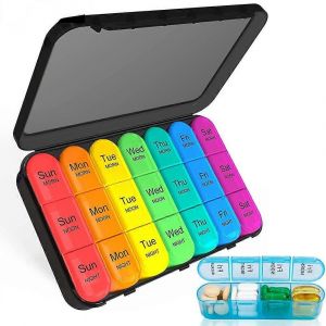 Organisateur De Pilules Hebdomadaire Boîte De Pilules Quotidienne 7 Jours Grand Étui À Pilules De Voyage Avec 28 Compartiments Pour Contenir Des Médicaments,Des Vitamines Et Des Suppléments - Neuf