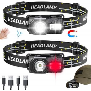 Lampe Frontale, Clip À Led Sur La Lumière Du Capuchon Avec Contrôle Du Capteur Mains Libres Casquette À Bille Rotative Visor Light Pour La Pêche En Cours D'exécution Camping Lecture Travail (2, Noir) - Neuf