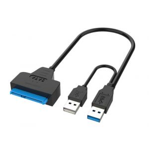 CLOUDDS-Câble Usb Vers Sata,Adaptateur Usb 3.0 Vers Sata 22 Broches Pour Disque Dur De 2,5 Pouces,Câble Convertisseur Externe Usb Pour Disque Dur Ssd/Hdd De 2,5 Pouces (Dual Usb) - Neuf