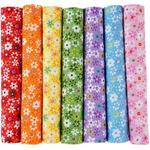 Lot De 7 Tissus En Coton-50 X 50 Cm-Pour Couture,Patchwork,Bricolage,Vendu Au Mètre-Pour Vêtements,Linge De Lit,Rideaux,Nappes-Fleurs #1 - Neuf