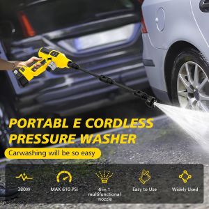 SUBZONAL-Nettoyeur haute pression sans fil, 610 psi, 380 W, compatible avec batterie Dewalt 20 V, avec buse de pulvérisation multifonction 6 en 1, 4 niveaux de nettoyage, tuyau de 5 m (batterie non i - Neuf