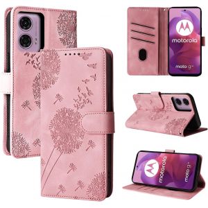 Kal-Coque Motorola Moto G24 5g Pissenlit - Housse En Cuir Pu Avec Fermeture Magnétique, Portefeuille Et Rabat - Or Rose - Neuf