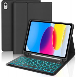 Clavier Pour Ipad 10e Génération Et Ipad 11 Ème Generation A16 Avec Rétroéclairé, (10.9"" 2022/11 Pouces 2025), Étui Keyboard Bluetooth Magnétique Détachable Azerty, Noir - Neuf