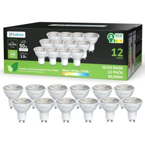 Classe A Ampoule GU10 LED Blanc Chaud Spot,1.9W &eacute;quivalent 50W,345LM 2700K Ampoule LED GU10 Blanc Chaud,36&deg; Angle Du Faisceau,Non-Dimmable,Lot de 12 - Neuf