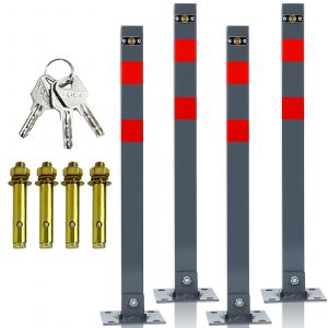 4X Poteau de barrage ext&eacute;rieur Pliable Barri&egrave;re de parking verrouillable - Neuf