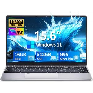 CHECARZHN--NO1-Ordinateur Portable 15,6 Pouces, Win 11 Pc Portable 16Go Ram Ddr4 512Go Ssd, Celeron N95 Cpu, Clavier Rétro-Éclairé/Déverrouillage Empreinte, 1080P Écran Laptop, Mini-Hdmi+Usb3.0+Bt4.2 - Neuf
