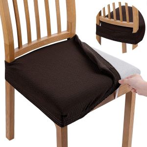 Lot De 4 Housses De Siège Imperméables Pour Chaises De Salle À Manger, En Jacquard Extensible, Amovibles Et Lavables, Sans Housse Arrière, Marron - Neuf