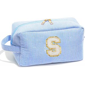 Preppy Trousse De Maquillage Pour Femme, Trousse De Maquillage Personnalisée Avec Lettre Initiale, Petite Pochette De Toilette En Chenille, Jolie Trousse De Maquillage Pour Adolescentes, Filles, - Neuf