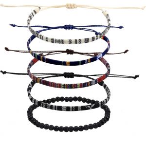 5pcs Bracelets De Plage De Surfeur, 15-30 Cm R&eacute;glable Bracelets Boho Bracelet Corde Tress&eacute;e Style Hippie Bracelets De Surfeur Pour Femme Homme Bracelet Cheville[Bra9202417] - Neuf