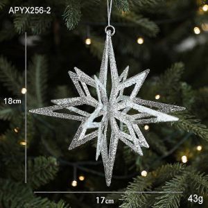 Fer argent nouvelle s&eacute;rie de poudre d'explosion d'&eacute;toile boule de No&euml;l d&eacute;corations d'arbre de No&euml;l d&eacute;corations de No&euml;l pendentif en argent en trois dimensions - Neuf