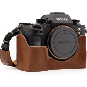 Checarzhn--No1-Mg1244 Alpha A7riii, A9, A7iii Ever Ready Demi Étui En Cuir Véritable Avec Bandoulière - Marron - Neuf