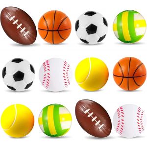 Checarzhn--No1-Lot De 12 Balles De Sport Souples En Mousse Éponge Souple Pour Le Football, Le Basket-Ball, Le Tennis, Le Baseball, Le Rugby Et Le Volleyball Pour Enfants - Neuf